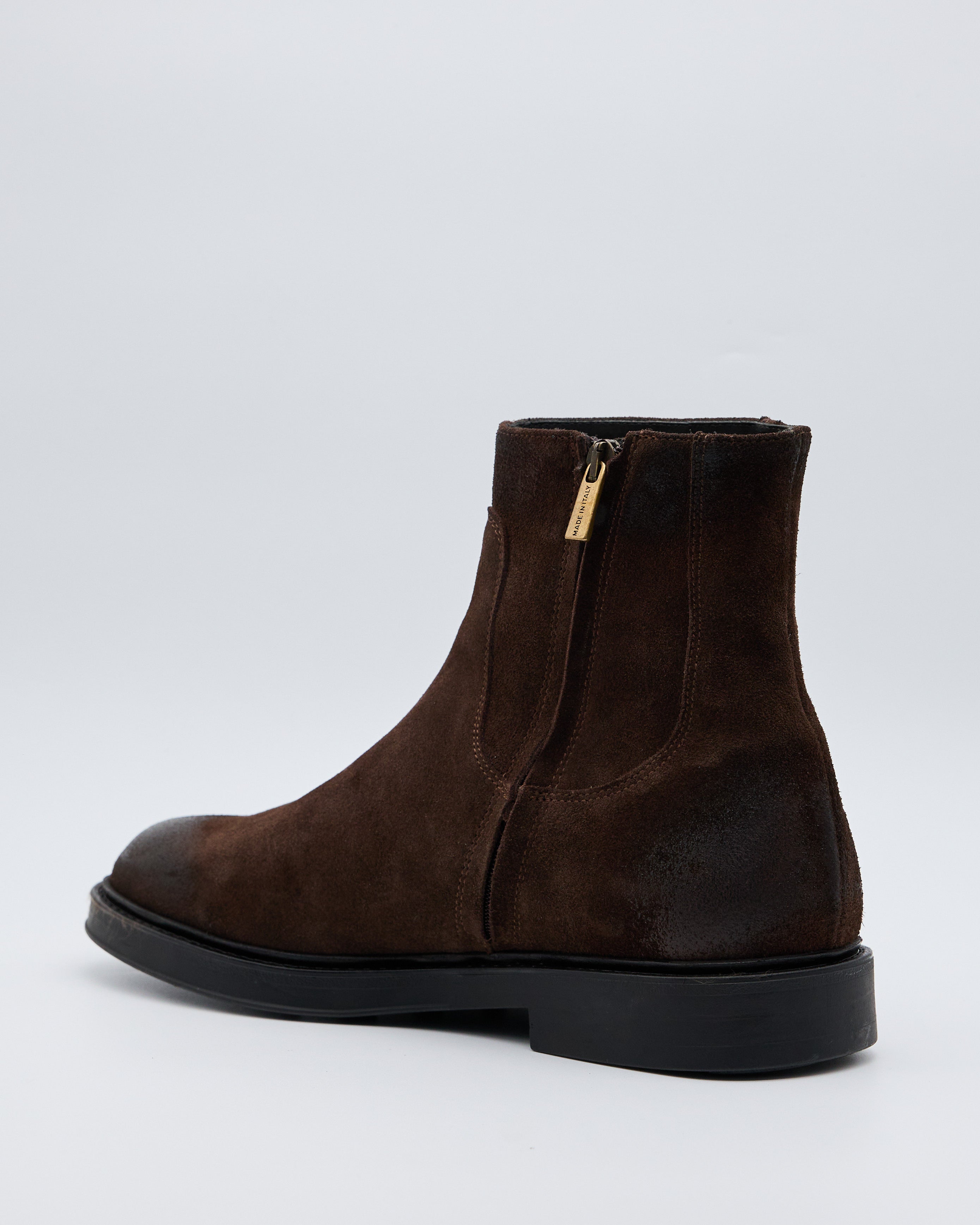 Stivaletto in Camoscio Marrone con Zip Laterale